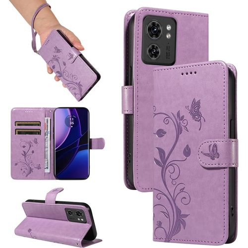 Coque Pour Motorola Edge 40, Housse Etui Portefeuille Cuir Pu Multifonction, Magnétique Étui De Protection Pour Motorola Edge 40, Violet