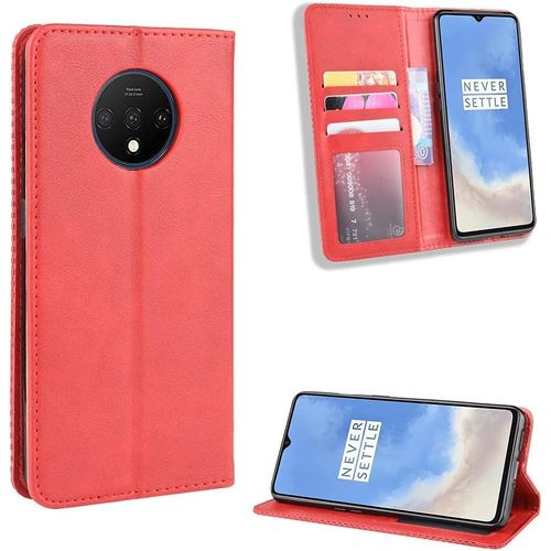 Étui Portefeuille Magnétique De Luxe Rétro Pour Oneplus 7 7t Pro 7tpro En Cuir Avec Clip Pour Téléphone Portable 1+7 T One Plus 7 7t Pro Rouge Oneplus 7t