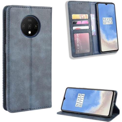 Étui Portefeuille Magnétique De Luxe Rétro Pour Oneplus 7 7t Pro 7tpro En Cuir Avec Clip Pour Téléphone Portable 1+7 T One Plus 7 7t Pro Bleu Oneplus 7t