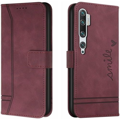 Étui À Rabat Magnétique En Cuir Avec Portecartes Pour Xiaomi Mi Note 10 Note 10 Pro Cc9 Pro Rouge Vin Xiaomi Mi Cc9 Pro