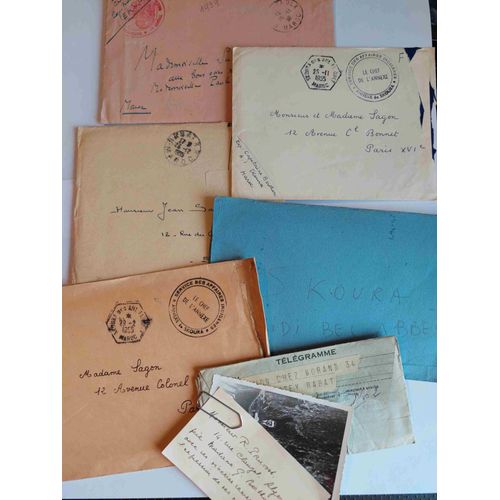 Lot De 5 Documents Du Maroc : Armee, 16 Novembre 1939, 1955, Rabat, Soukra, Services Des Affaires Indigènes, Télégramme