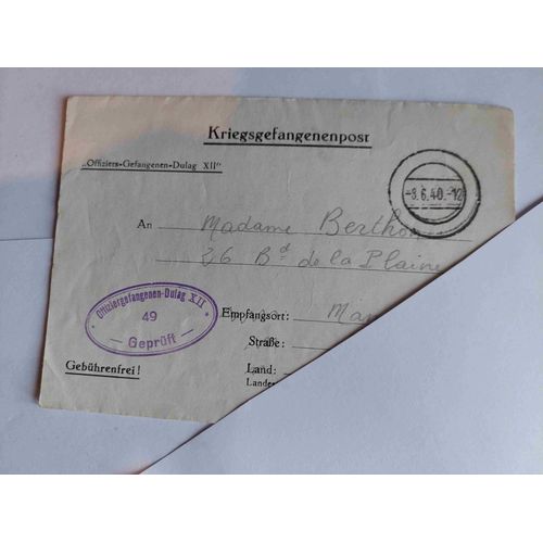 Lettre Seconde Guerre Mondiale; Camp De Concentration Stalag Xii, Allemagne / Berthon Manosque, 8 Juin 1940