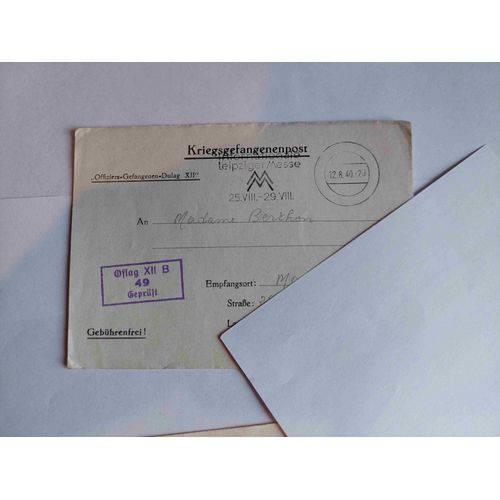 Lettre Seconde Guerre Mondiale, 16 Août 1940, Pavillon Oflag Xii B, Camp De Concentration 52, Berthon Allemagne Pour Manosque
