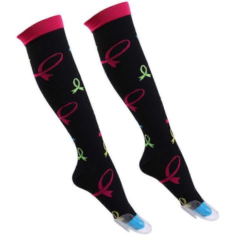 Hommes Fun Coloré Compression Genou Chaussettes Hautes Rayures Arc-En-Ciel Coeur Sport Bas