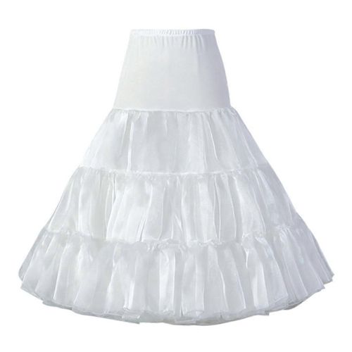 Femmes Vintage Taille Haute Jupons Jupons Crinoline Tulle Couleur Solide Sous-Jupe Midi Long Lolita Kawaii Puffy Fluffy Hoopless Half Slip