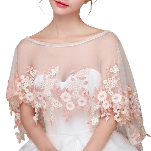 Femme Été Mariage Pour Veste Boléro Rose Fleur Broderie Appliques Glands Mariée Crème Solaire Châle Wraps Soirée Ca