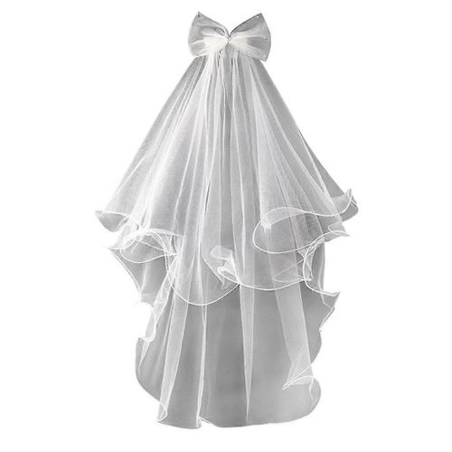 Voile De Mariage À Bord Bouclé À 2 Niveaux Avec Peigne En Métal Pour Les Enfants Embellissement De L¿Arc