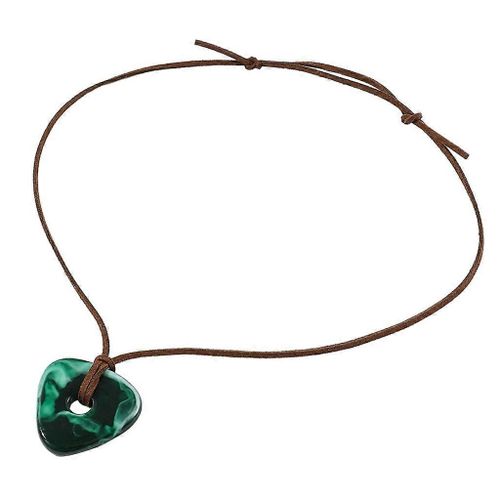 Corde Extensible Chaîne Résine Pierre Verte Pendentif Collier Halloween Ornement