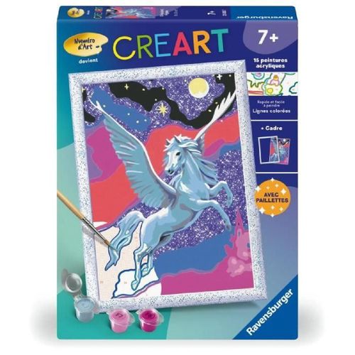 Creart Kids 18x24cm Etincelant Pégase. Kit De Peinture Par Numéros Numéro D'art. Des 7 Ans. 25830. Ravensburger