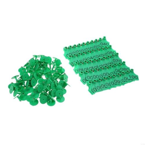 31ka Plastiques Numérotés Plastiques Tags D'oreille 1-100 Tags Animaux Green Yellow Grandes Étiquettes D'identification - Type Green
