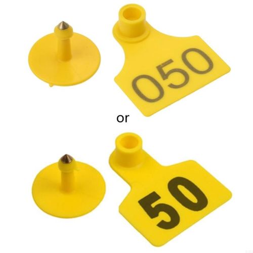 31ka Plastiques Numérotés Plastiques Tags D'oreille 1-100 Tags Animaux Green Yellow Grandes Étiquettes D'identification - Type Yellow