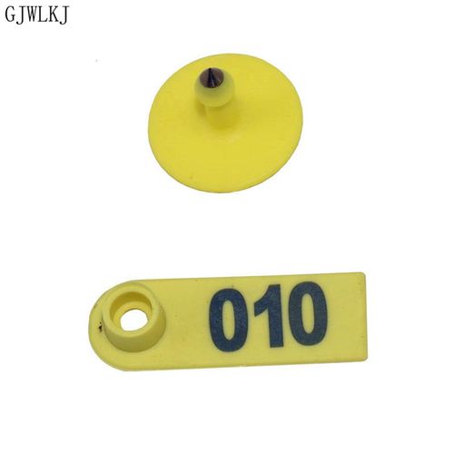 Boucles d'oreilles tête en cuivre de type laser,étiquette d'oreille de mouton,fournitures pour animaux de ferme,fournitures pour bétail,1 à 500 pièces - Type YELLOW