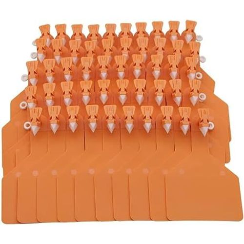 Étiquettes D'oreille Pour Bétail,50 Pièces,11.2x7.7cm,8 Couleurs,Étiquettes D'identification D'animaux Vierges Pour Vache,Cochon,Chèvre,Mouton,Marqueur/Pince Pour La Gestion - Type Orange 50pcs