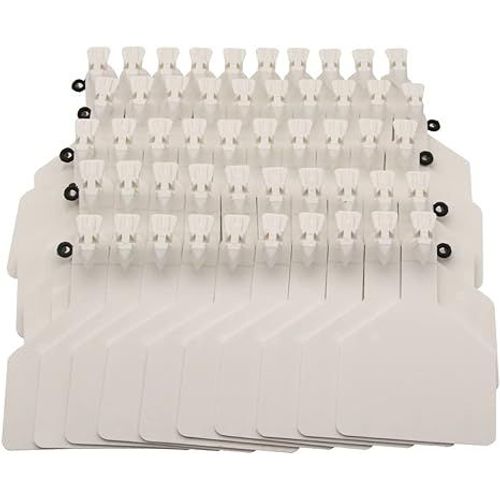 Étiquettes D'oreille Pour Bétail,50 Pièces,11.2x7.7cm,8 Couleurs,Étiquettes D'identification D'animaux Vierges Pour Vache,Cochon,Chèvre,Mouton,Marqueur/Pince Pour La Gestion - Type White 50pcs