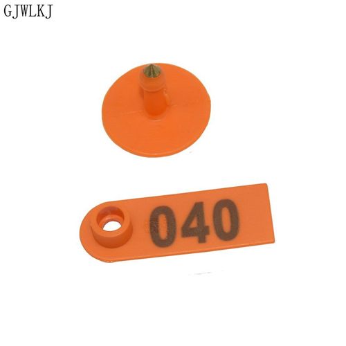 Boucles d'oreilles tête en cuivre de type laser,étiquette d'oreille de mouton,fournitures pour animaux de ferme,fournitures pour bétail,1 à 500 pièces - Type Rouge