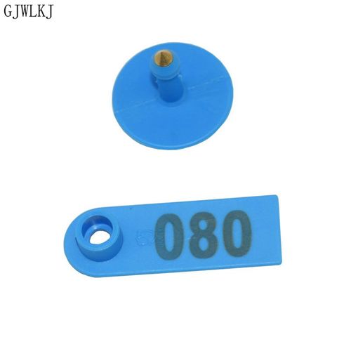 Boucles d'oreilles tête en cuivre de type laser,étiquette d'oreille de mouton,fournitures pour animaux de ferme,fournitures pour bétail,1 à 500 pièces - Type Bleu