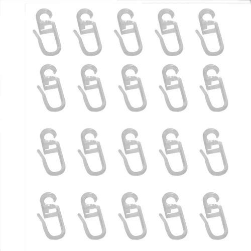 Crochets de rideau en plastique blanc,anneau de fenêtre,cintre,voiture,maison,bureau,20 pièces - Type white