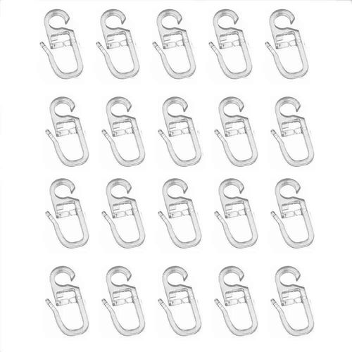 Crochets de rideau en plastique blanc,anneau de fenêtre,cintre,voiture,maison,bureau,20 pièces - Type transparent