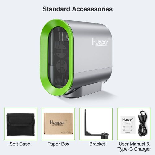 Huepar 2 Lignes Niveau Laser Auto-Nivelant et Batterie Li-ion Rechargeable Faisceau Vert Ligne Croisée Outil Laser avec Mode d¿Impulsion - Type Y011G