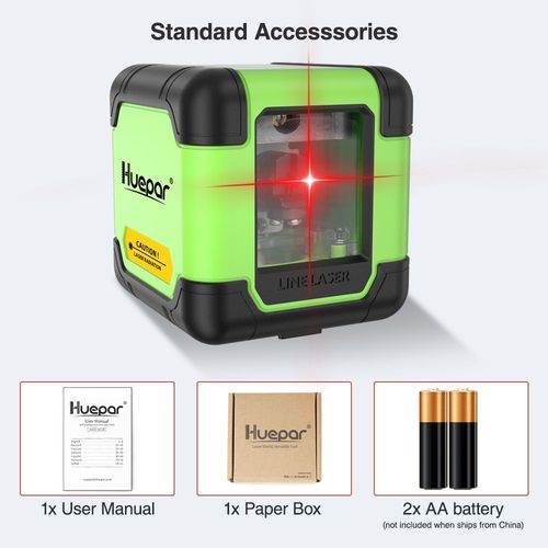 Huepar 2 lignes niveau Laser ligne transversale professionnelle horizontale et verticale faisceau vert rouge utiliser outil Laser à un bouton niveau do laser - Type Red Beam