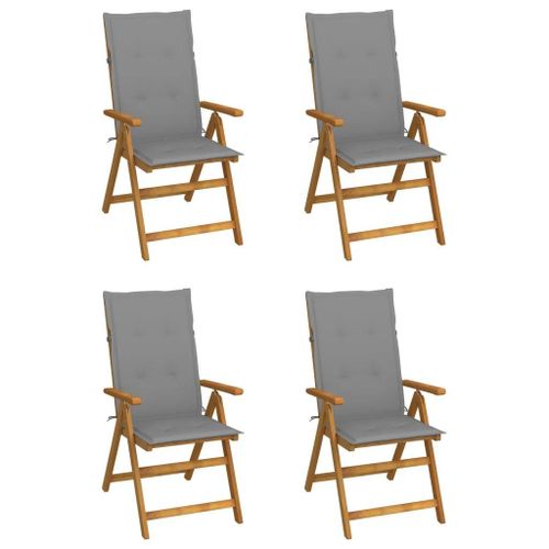 Prolenta Premium - Chaises Inclinables De Jardin Lot De 4 Et Coussins Bois Acacia