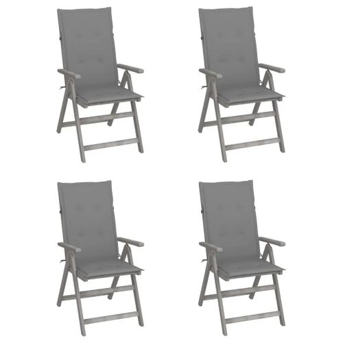 Prolenta Premium - Chaises Inclinables De Jardin Lot De 4 Et Coussins Bois Acacia