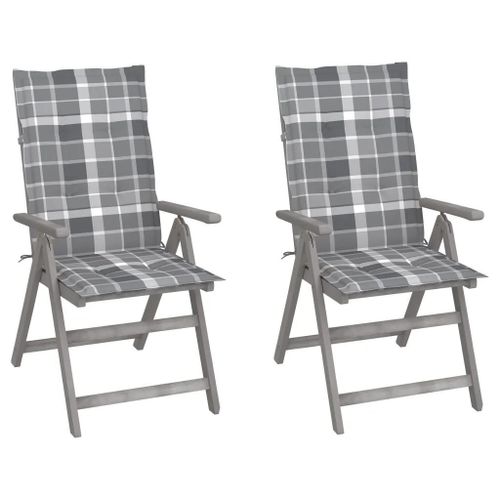 Prolenta Premium - Chaises Inclinables De Jardin Lot De 2 Et Coussins Bois Acacia