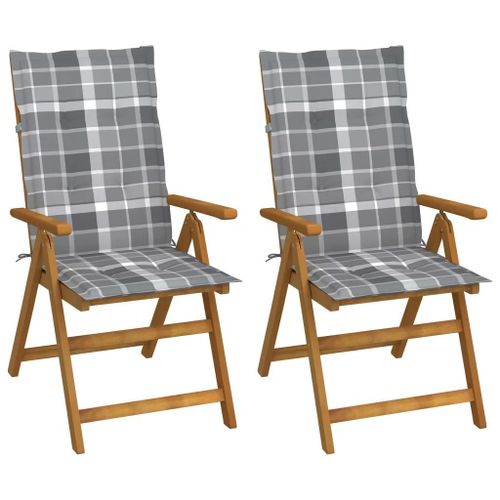 Prolenta Premium - Chaises Inclinables De Jardin Lot De 2 Et Coussins Bois Acacia
