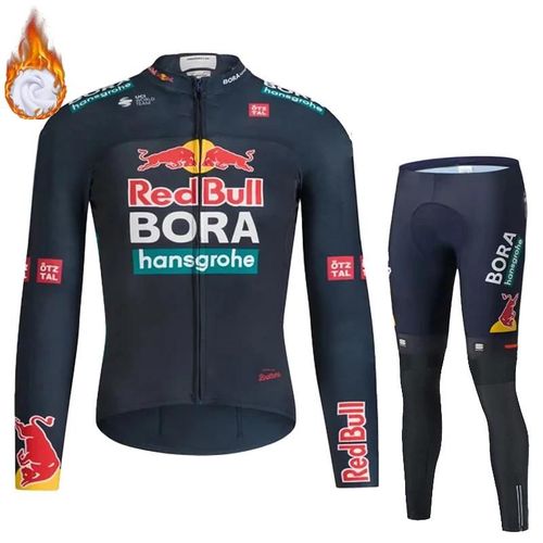 Vêtements De Cyclisme Pour Hommes, Maillot Polaire Thermique, Bavoir, Uniforme De Vélo De Route, Ensemble De Taureau Rouge, Chemise Professionnelle Vtt, Hiver 2024-Asian Size - Xs-Winter Fleece Set