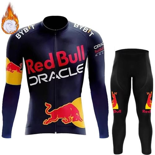 Vêtements De Cyclisme Pour Hommes, Maillot Polaire Thermique, Bavoir, Uniforme De Vélo De Route, Ensemble De Taureau Rouge, Chemise Professionnelle Vtt, Hiver 2024-Asian Size - Xxl-Winter Fleece Set