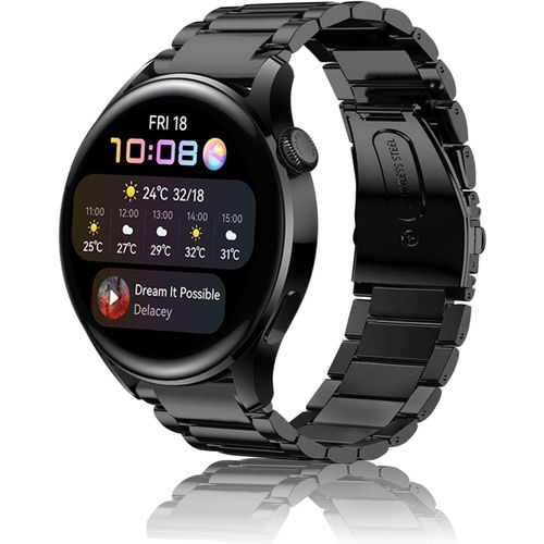 Hamiltion-22mm Bracelet Pour Huawei Watch Gt 4 46mm/Watch 4/Watch 4 Pro/Watch Ultimate/Watch Buds/Watch Gt 3 Pro 46mm,Acier Inoxydable Métal Band Pour Huawei Watch Gt 3 46mm-Noir