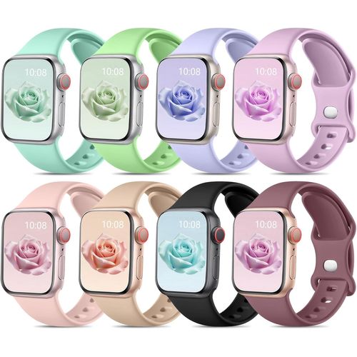 Hamiltion-8 Pack Bracelets Compatible Avec Bracelet Apple Watch 42mm 44mm 45mm 49mm Pour Femmes Hommes,Sangle Silicone Sport Bracelet Pour Apple Watch Ultra/Iwatch Series 9 8 7 6 5 4 3 2 1 Se,C