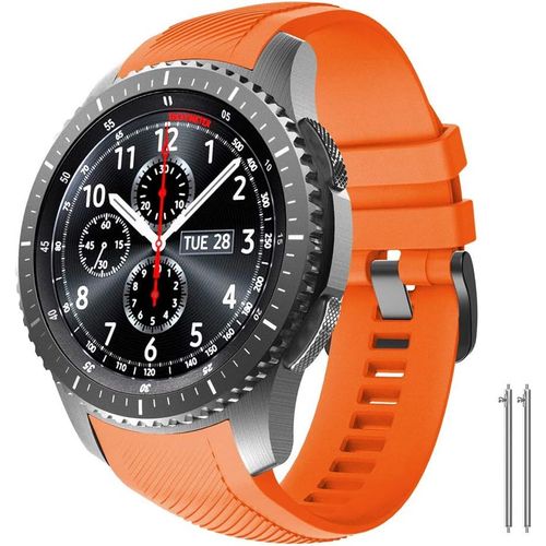 Hamiltion-Bracelet Gear S3 Frontier/Classic/Galaxy Watch 46 Mm Pas De Lacunes,22mm Bracelet De Remplacement En Silicone Pour Samsung Gear S3 Frontier/Galaxy Watch 46 Mm(Orange)