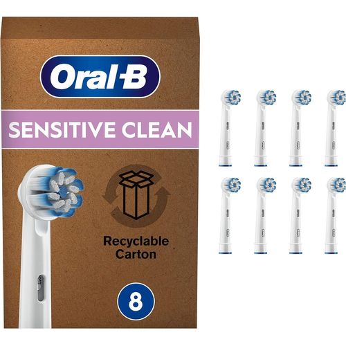 Hamiltion-Sensitive Clean Brossettes De Rechange Pour Brosse À Dents Électrique Format Spécial Boîte Aux Lettres, Pack De 8, Blanc Et Bleu