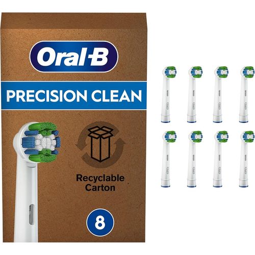 Hamiltion-Precision Clean, Brossettes De Rechange, Embout, Pack De 8 Pour Brosse À Dents Électrique Format Spécial Boîte Aux Lettres, Blanc
