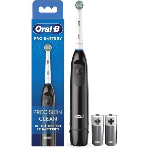 Hamiltion-Brosse À Dents Pro Batterie, Precision Clean-Tête De Brosse À Dents-Élimine La Plaque Dentaire-2 Piles Incluses-Noir