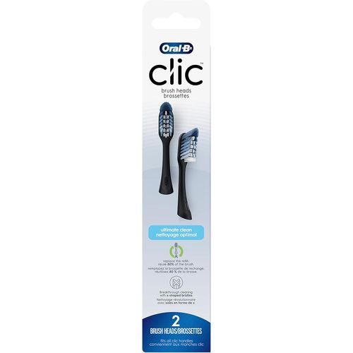 Hamiltion-Clic Lot De 2 Têtes De Brosse À Dents De Rechange Ultimate Clean Noir