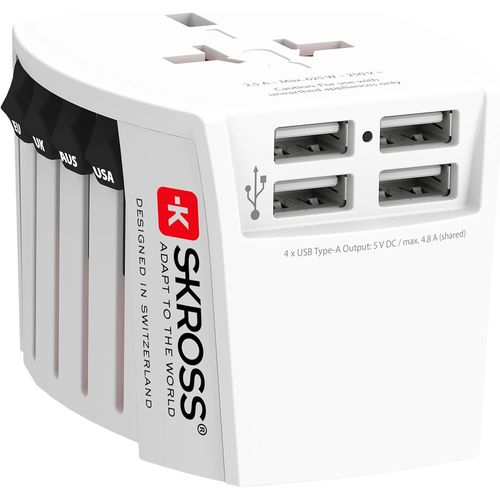 Hamiltion-1.302961-Antichoc-Sécuritaire Pour Les Enfants. Adaptateur De Voyage Universel 2 Pôles Plus 4 Ports Usb Type-A 4,8 A-Tension Et Puissance : 100 V¿250 W/250 V¿625 W