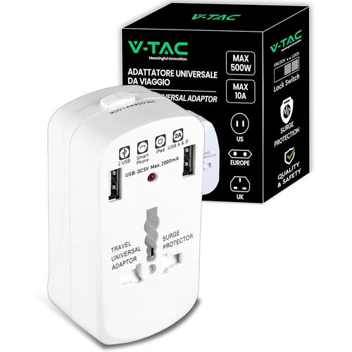 Hamiltion-Adaptateur Universel De Voyage Avec Prise Usa,Europa,Uk,Aus Avec Ports 2 Usb-Prise De Courant Internationale De Voyage Avec Protection De Surcharge Pour Appareils Électriques