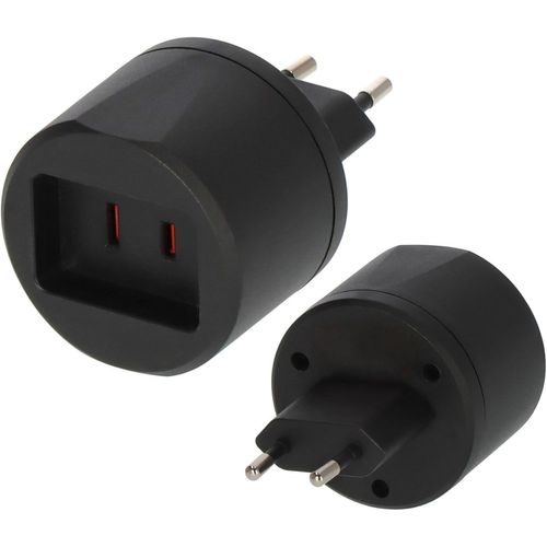 Hamiltion-1508500010 Adaptateur Secteur De Voyage Usa/Euro Avec Fusible,Noir