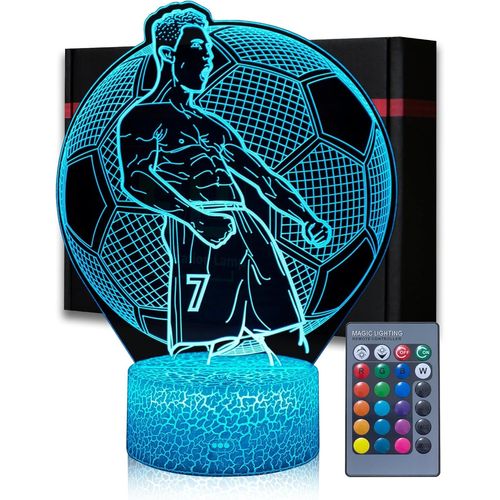 Hamiltion-Football Veilleuse Pour Enfants,3d Illusion No.7 Football Figurine Lampe Dimmable 16 Couleurs Avec Télécommande,Cadeaux De Foot Pour Garçons Filles Adolescents Hommes Fans