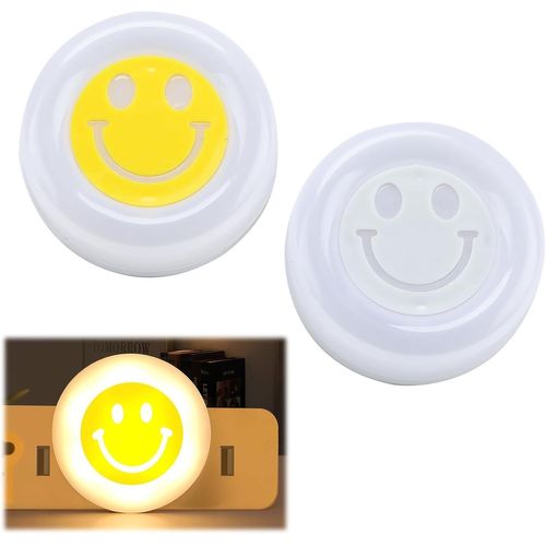 Hamiltion-2 Pièces Veilleuse Prise Usb Electrique Enfant,Mini Applique Usb Escalier Couloir Smiley Veilleuse Murale Éclairage Chambre De Enfant Camping Couture Cadeau(Lumière Jaune + Lumière Blanche