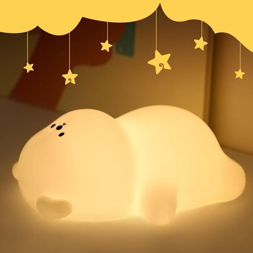 Hamiltion-Veilleuse Bébé Ours Rechargeable Veilleuse Enfant Lampe,7 Couleurs Led Veilleuse,Avec Fonction Minuterie,Silicone Lampe De Chevet Tactile Pour Enfants Adulte Chambre Décoration Cadeau