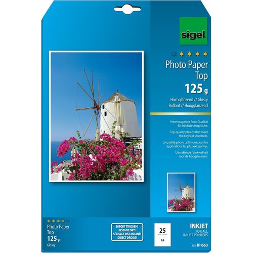 Hamiltion-Ip663 Papier Photo Jet D'Encre,Ultra Brillant,A4 (21 X 29,7 Cm),125G/M²,25 Feuilles