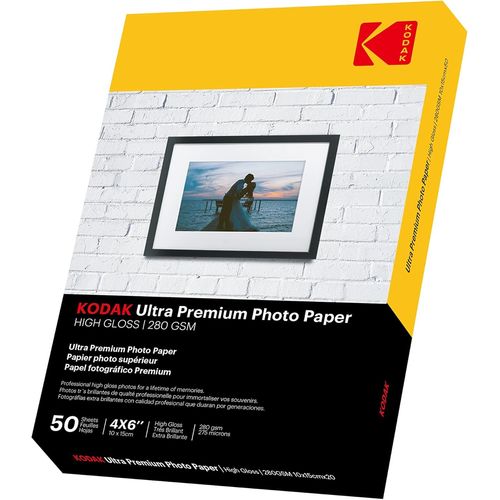 Hamiltion-4R Ultra Premium 280 G/M² Lot De 50 Feuilles De Papier Photo Brillant Din 10 X 15 Cm Pour Imprimante À Jet D'Encre,Papier Photo,Cartes Photo,Séchage Instantané,Imperméable À L'Eau