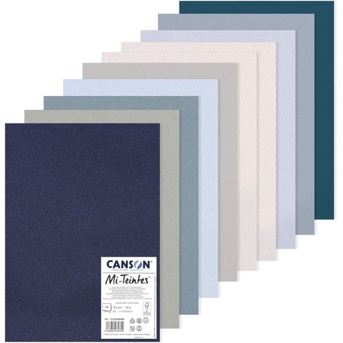 Hamiltion-Mi-Teintes-Assortiment 10 Feuilles De Papier Dessin A3-160g/M²-Tons Froids