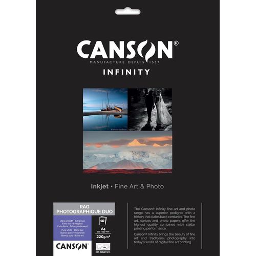 Hamiltion-Infinity-Rag Photographique Duo-Pochette 10 Feuilles De Papier Photo Ultra Lisse-A4-220g/M²-Ultra Blanc