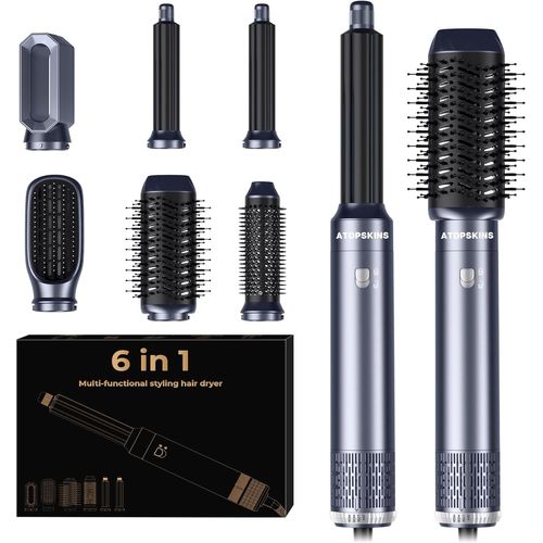 Lbgwp60 Air Styler 6 In 1 Hair Styler Avec Seche Cheveux,Boucleur A Air,Brosse Soufflante,Brushing Brosse Soufflante,Brosse Lissante Cheveux,Magic Styler Pour Lisser,Donner Du Volume,Boucler,Sécher