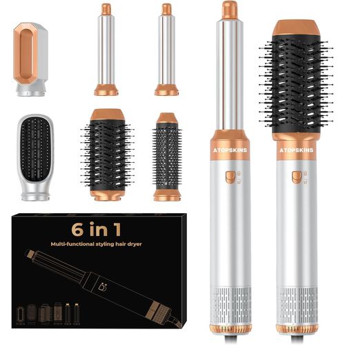 Lbgwp60 Air Styler 6 In 1 Hair Styler Avec Seche Cheveux,Brosse Soufflante,Brushing Brosse Soufflante,Brosse Lissante Cheveux,Boucleur A Air,Magic Styler Pour Lisser,Donner Du Volume,Boucler