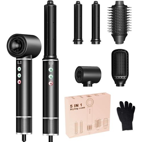 Lbgwp60 Air Styler 5 En 1,Hair Styler Set Avec 110000 Tr/Min 20m/S Seche Cheveux,Brosse Soufflante,Brosse Chauffante Brushing,Air Fer A Boucler,Airstyler Pour Sécher,Boucler,Lisser,Donner Du Volume